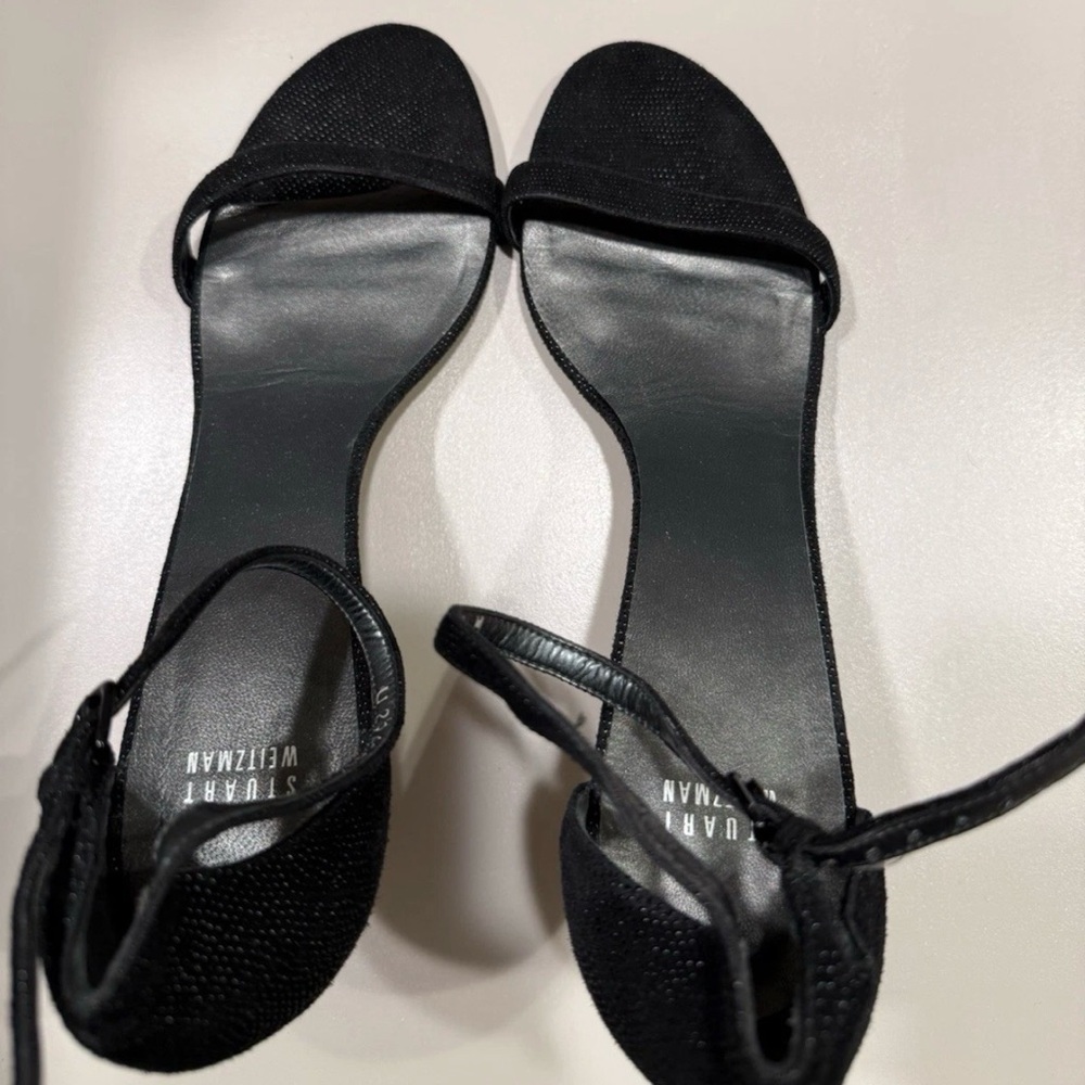 Stuart Weitzman black sparkle stilettos, size 12 - Picture 4 of 8